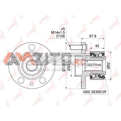 WH1321 Lynxauto cubo de rueda delantero