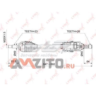 CD6707 Lynxauto árbol de transmisión delantero izquierdo