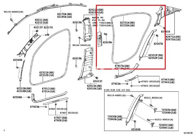 Junta de puerta trasera izquierda (en carrocería) TOYOTA 6233230170C0