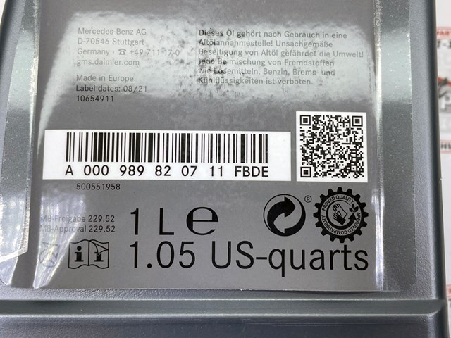 Aceite motor Mercedes A000989820711FBDE precio, desde 17,95 EUR