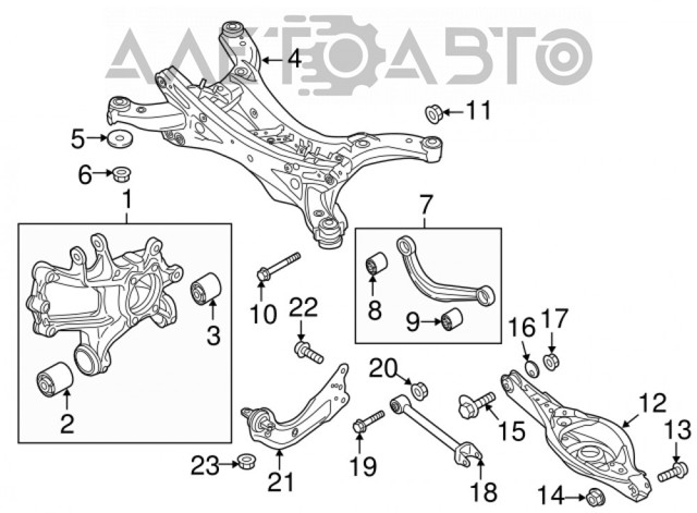 Brazo transversal izquierdo de suspensión trasera Mazda KB7W28550