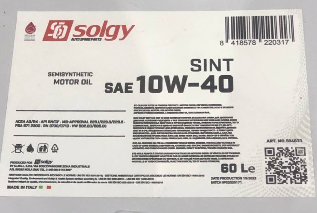 Comprar 504033 Solgy Aceite de motor