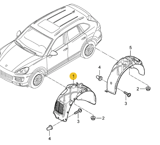 95850496200 Porsche guardabarros interior, aleta delantera, derecho