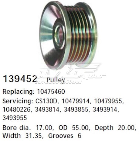 139452 Cargo Rueda libre alternador 