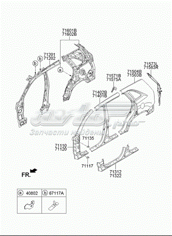 715042PC70 Hyundai/Kia guardabarros trasero derecho