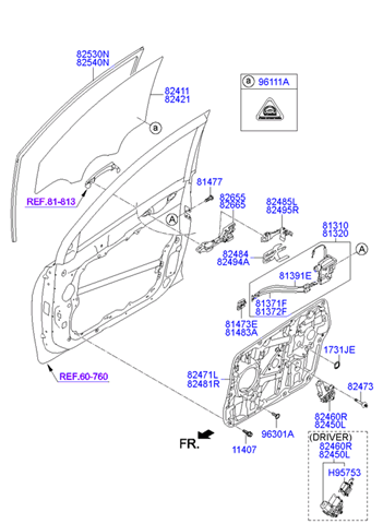 Mecanismo de elevalunas, puerta delantera derecha Hyundai Sonata (YF)