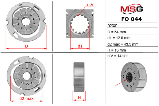 Rotor de bomba de dirección asistida MSG FO044ROTOR precio, desde 55,87 EUR