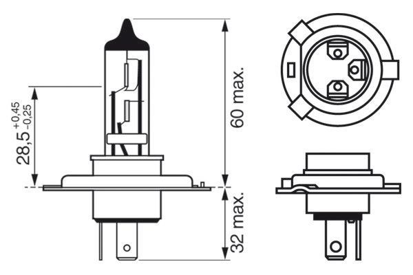 1987301425 Bosch bombilla halogena, luz alta / baja