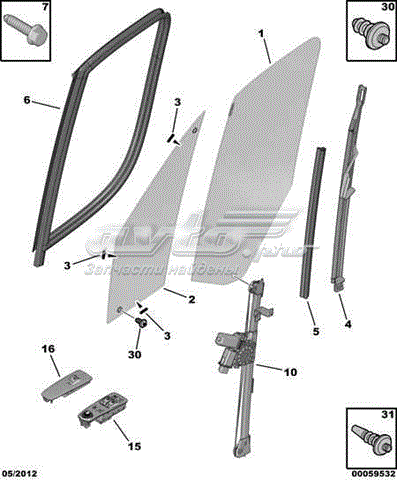 Lameluna de puerta delantera izquierda exterior Peugeot Boxer (250)