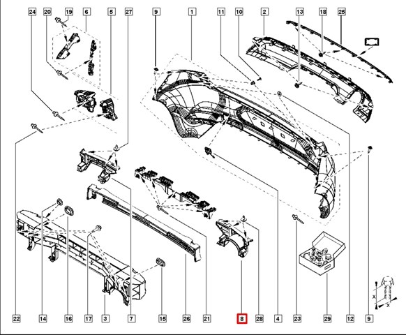 Comprar 850479017R Renault (RVI) Soporte de parachoques trasero izquierdo