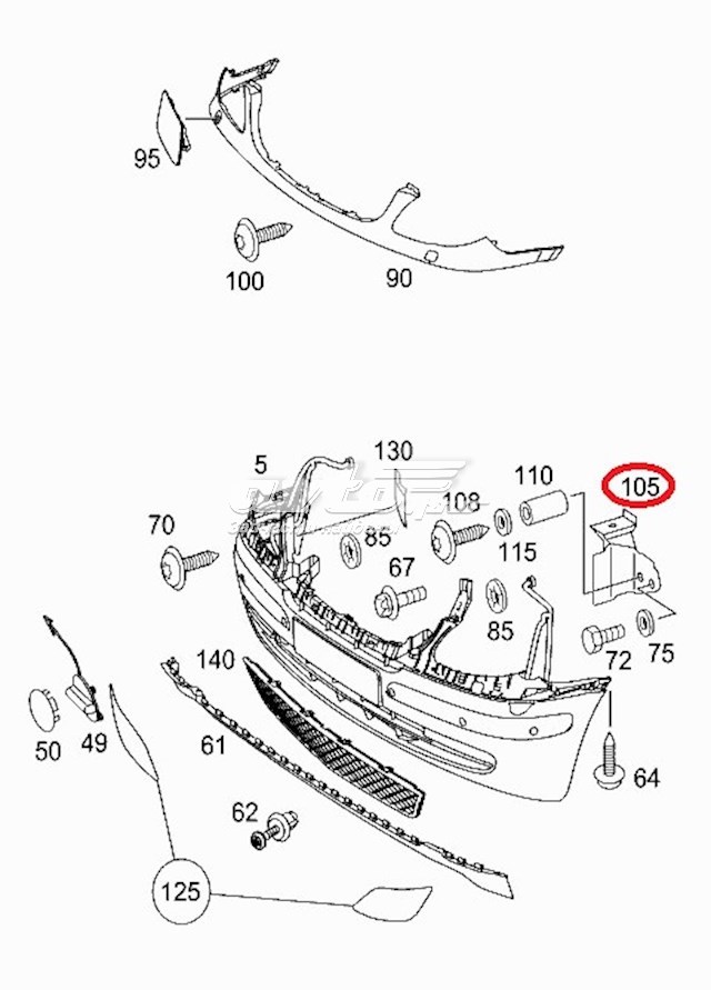 6398851914 Mercedes Soporte de parachoques delantero derecho