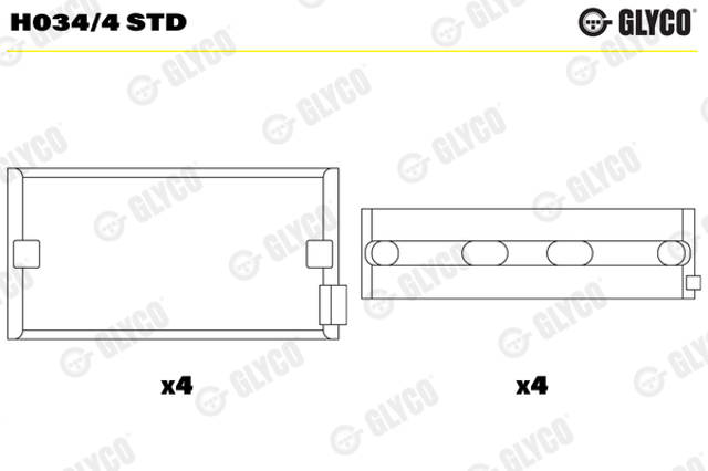H0344STD Glyco Juego de cojinetes de cigüeñal, estándar, STD