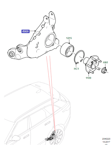 LR090542 Land Rover Mangueta trasera derecha