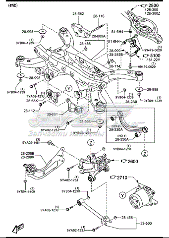 Brazo de suspensión, trasera derecha KA0G28200A Mazda