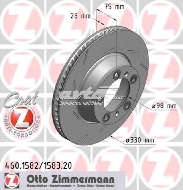 Disco de freno trasero ZIMMERMANN 460158220