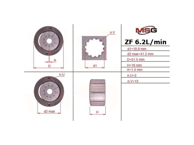 Rotor de bomba de dirección hidráulica Mercedes Sprinter 3-T (903)