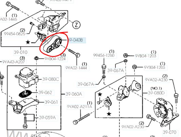 EH6439040 Mazda soporte de motor trasero