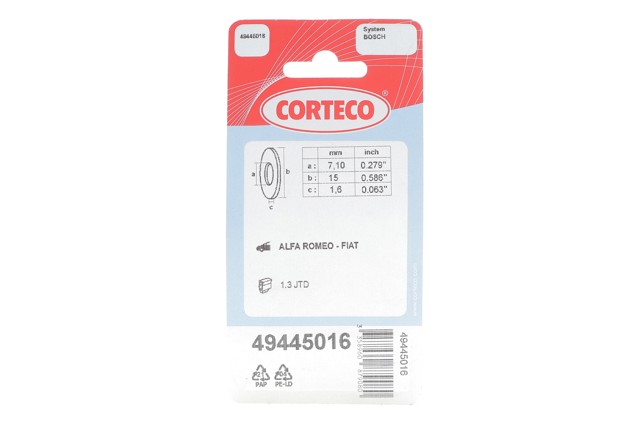 49445016 Corteco Arandela de asiento del inyector