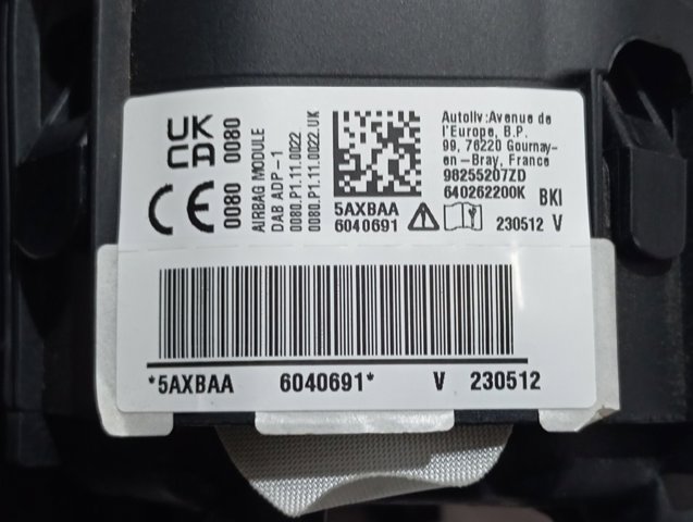 Airbag en el lado del conductor Peugeot/Citroen 98255207ZD precio, desde 397,85 EUR