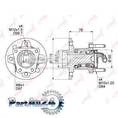 WH1131 Lynxauto cubo de rueda trasero