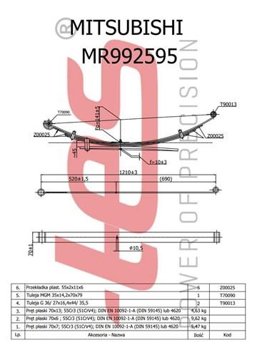 MR5195800019ZT TES Ballestas de suspensión trasera
