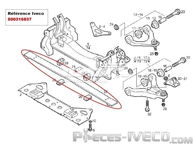 Ballesta de suspensión delantera 500316837 Iveco