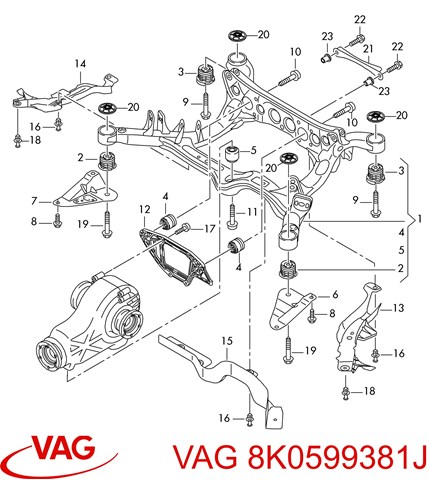 Suspensión, cuerpo del eje trasero Audi A8 (4H2, 4H8, 4HC, 4HL)