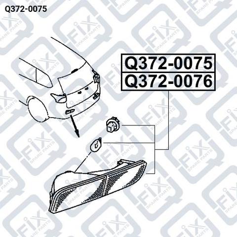 Q372-0075 Q-fix reflector, parachoques trasero, izquierdo