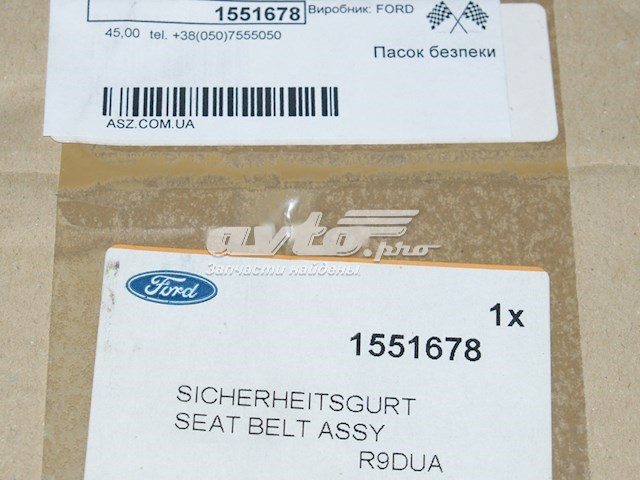 1551678 Ford cinturón de seguridad delantero derecho