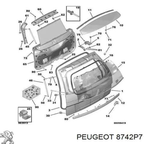 Alerón para tapa de maletero Peugeot/Citroen 8742P7