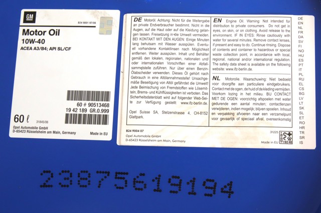 Aceite de motor 90513468 General Motors