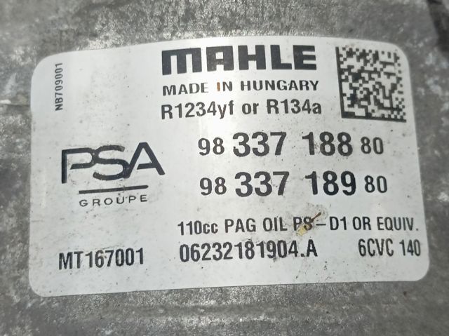 Comprar 9833718880 Peugeot/Citroen Compresor de aire acondicionado coche