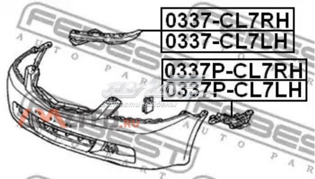 0337CL7RH Febest soporte deparachoques delantero derecho