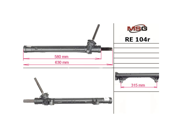 Cremallera de dirección RE104R MSG