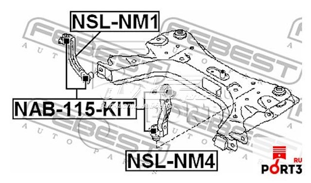 Silentblock Extensiones De Brazos Inferiores Delanteros FEBEST NAB115KIT