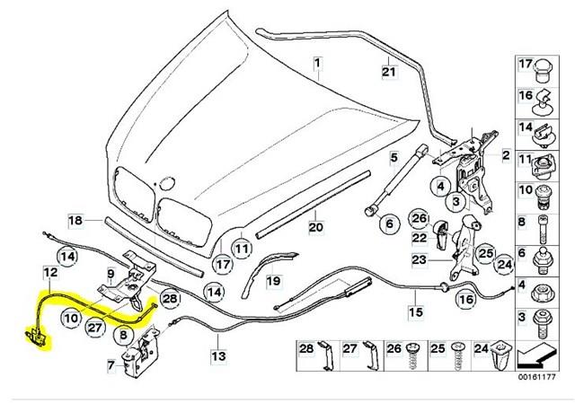 Cable de apertura de capó del motor para BMW X6 (E71)
