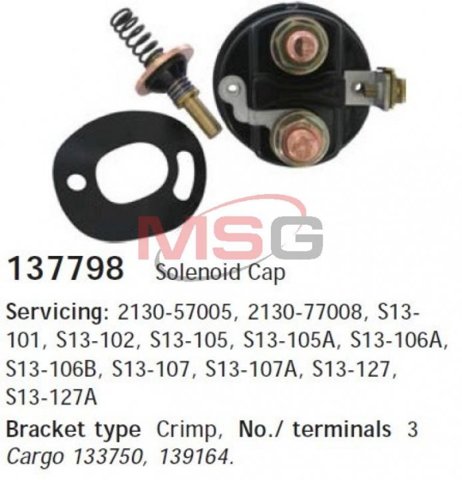 Kit de reparación del solenoide de arranque 137798 Cargo