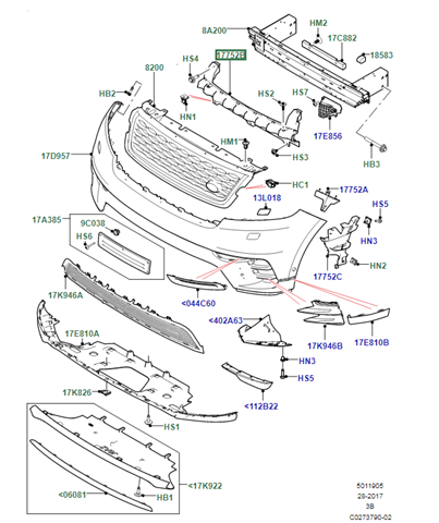 Soporte de parachoques delantero LR093503 Land Rover