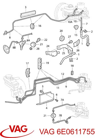 Tee de tubo de freno VAG 6E0611755