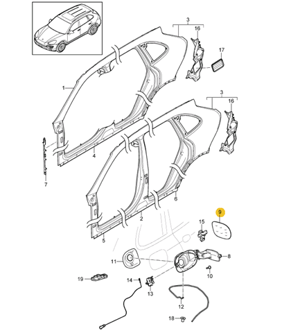 Tapa del depósito de gasolina Porsche Cayenne 2 (92A)