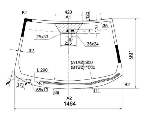 GS 3225 D12-S Sekurit parabrisas