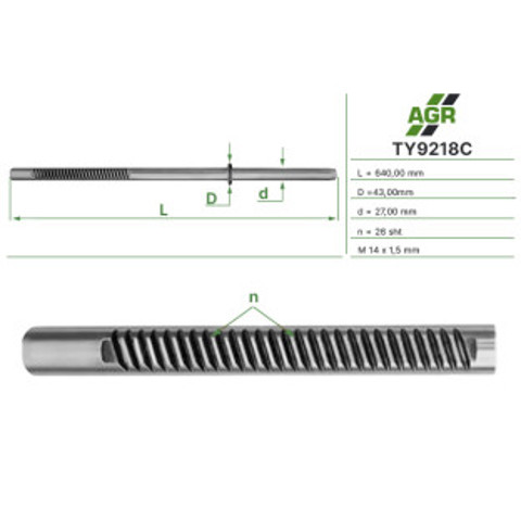 TY9218C AGR Eje de la cremallera de dirección