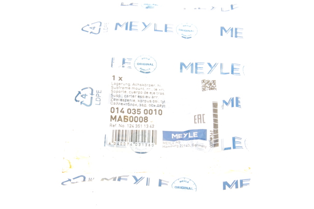 0140350010 Meyle Silentblock del soporte delantero del diferencial trasero