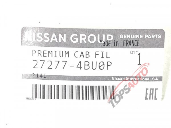 Filtro de habitáculo NISSAN 272774BU0P