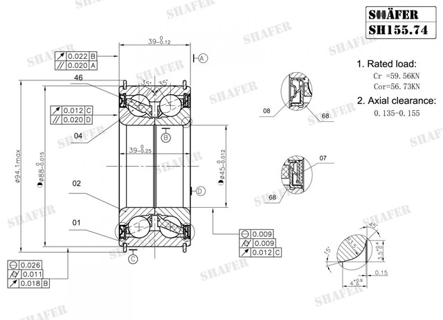 SH15574 Shafer Rodamientos de rueda delantero