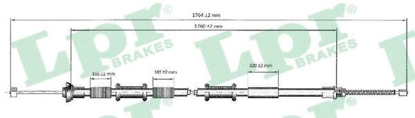 C0166B LPR cable de freno de mano trasero izquierdo