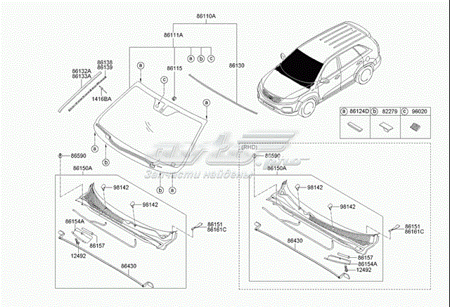 861322P010 Hyundai/Kia moldura de parabrisas derecha