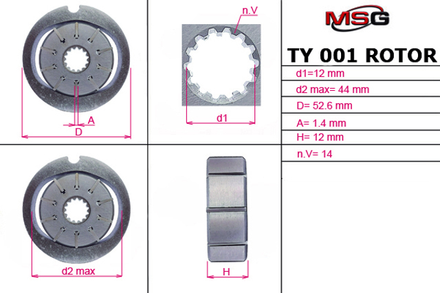 Comprar TY001ROTOR MSG Rotor de bomba de dirección asistida