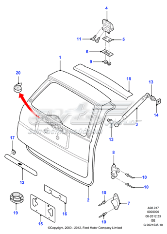 1118636 Ford puerta trasera de maletero (3/5a puerta trasera)