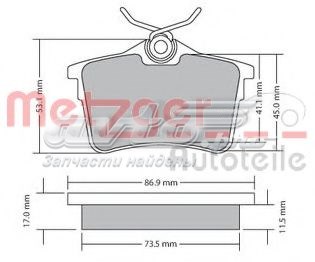 Pastillas de freno traseras METZGER 1170139